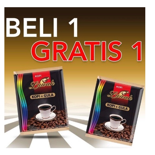 KOPI LUWAK HITAM / KOPI + GULA / BELI 1 GRATIS 1 / TOTAL ISI 1 RENCENG 20 PCS