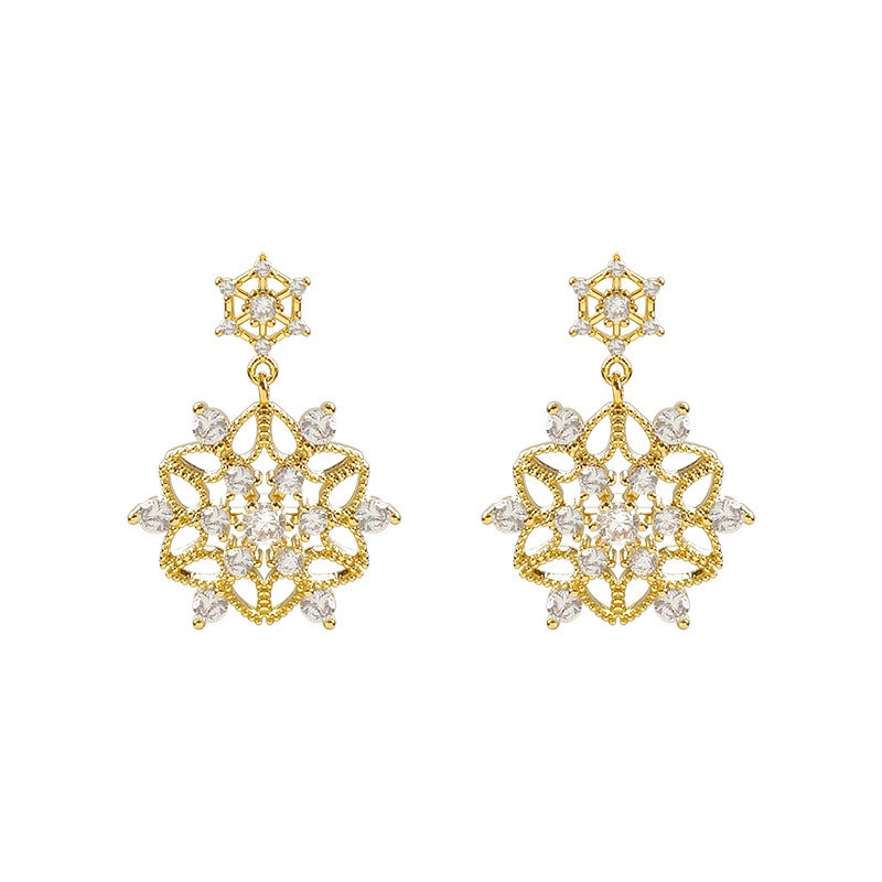 2020 baru fashion anting-anting lampu luxury 925 perak jarum tinggi elegan rasa penuh diamond kelopa