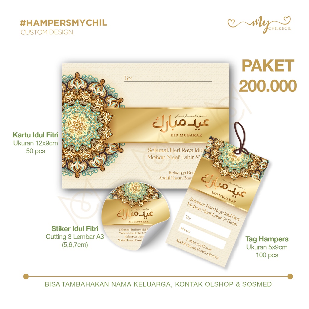 

PAKET KARTU LEBARAN, TAG & STIKER HAMPERS DESIGN CUSTOM / KARTU HAMPERS IDUL FITRI / KARTU LEBARAN