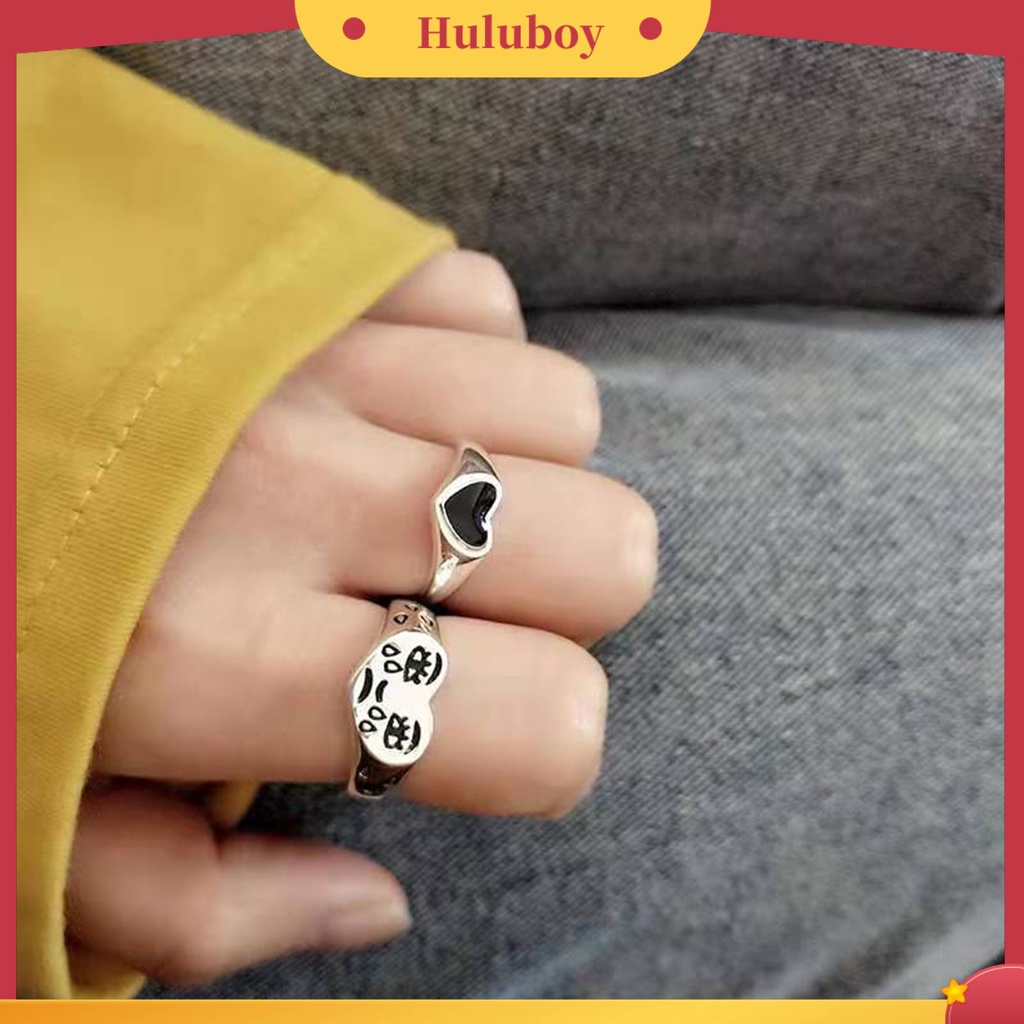 Hu Hu Hu Hu Hu Alat Bantu Pasang Kacamata♡ Cincin Susun Bentuk Hati Bahan Alloy Anti Alergi Untuk Wanita