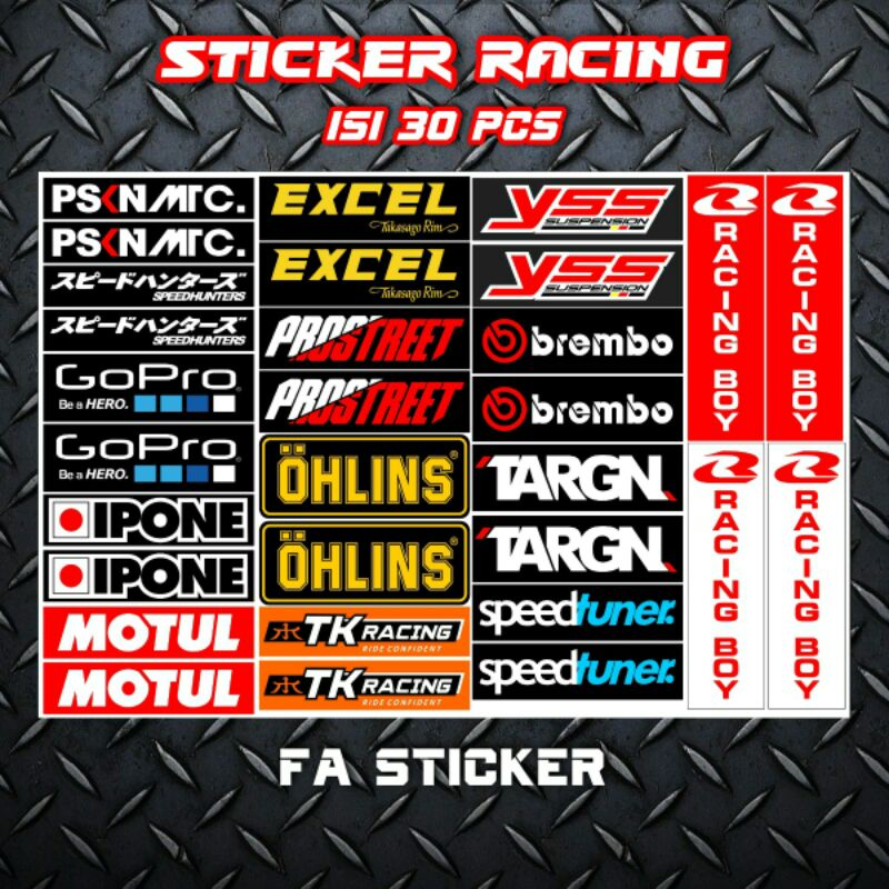 Stiker Pack Racing isi 22 25 27 30 Sticker Racing Stiker Sponsor Stiker Helm Stiker Motor Sticker Motor