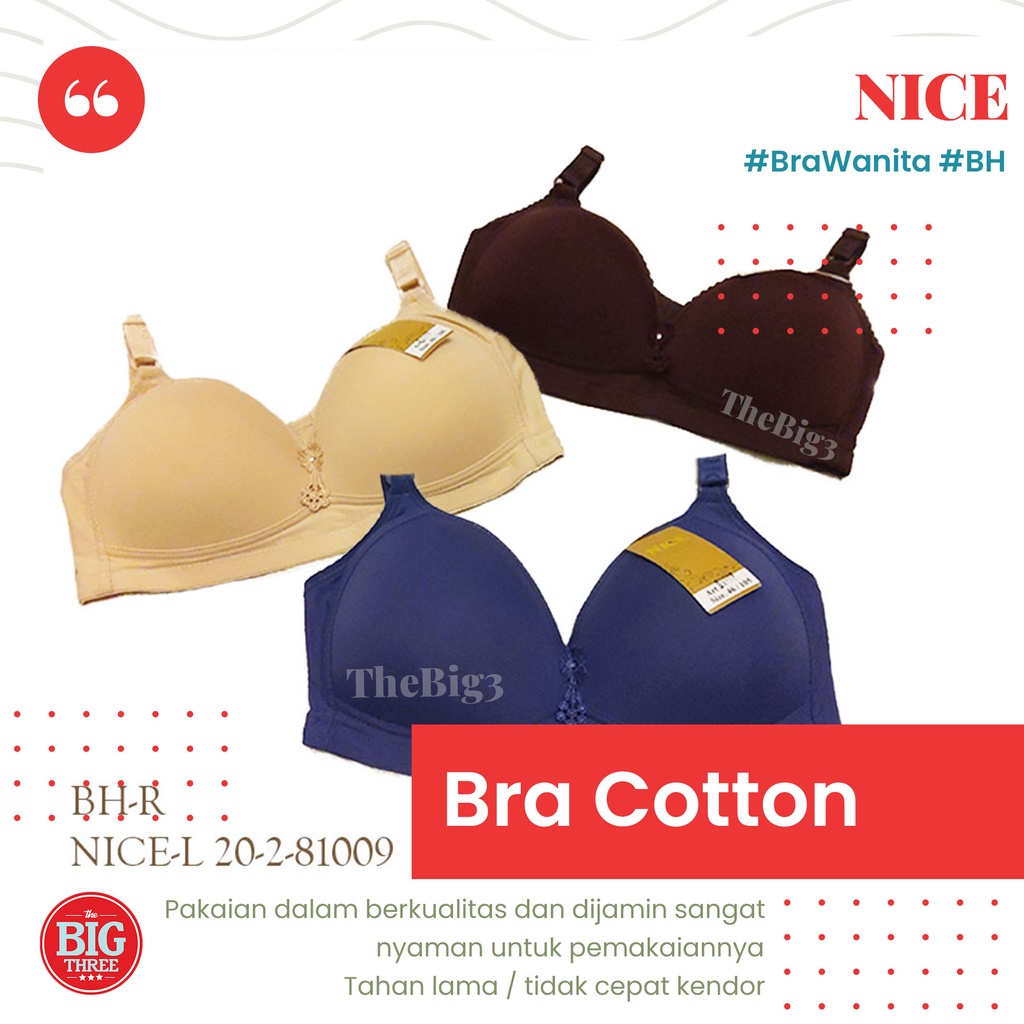 NICE BH / BRA - BAHAN KATUN BERKUALITAS TANPA KAWAT Sangat nyaman dipakai ukuran 36-46 besar