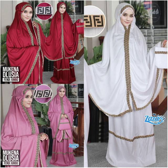 Mukena Fendy Fendi Jumbo Premium Dewasa Set Tas Bali Rayon Katun Jepang Mewah Cantik Rok Atas
