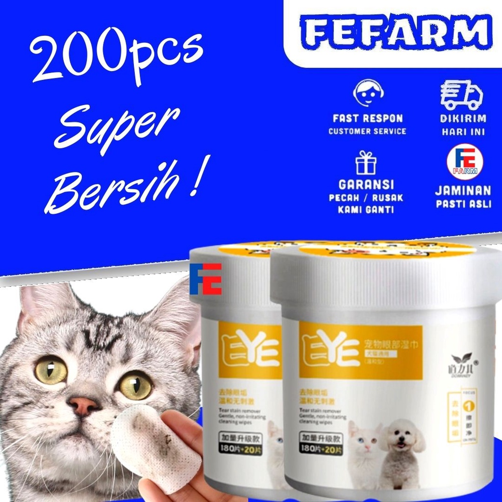 Tisu Basah Pembersih Tear Stain/ Noda Air Mata Anjing Kucing TEAR STAIN REMOVER TISSUE CAT 200PCS LEBIH HEMAT FEFARM