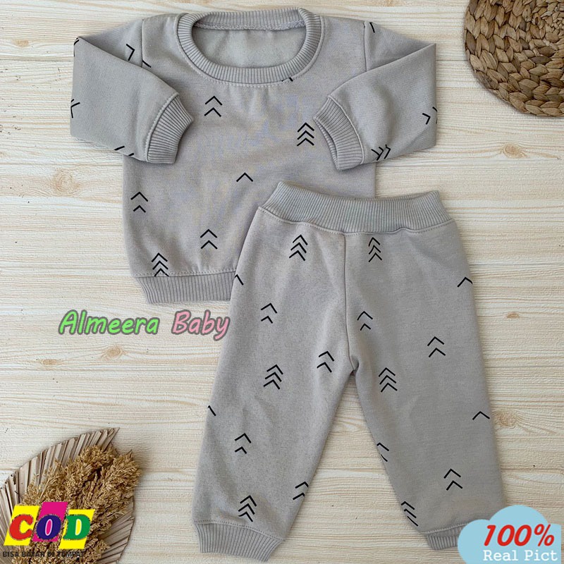 Setelan Sweater Sweater Crewneck Celana Jogger Usia 3-12 Bulan Almeera Baby and Kids