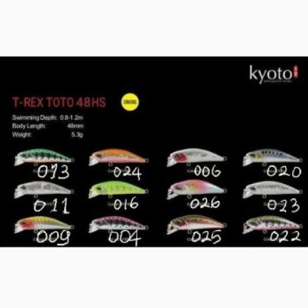 Lure KYOTO T-REX TOTO 48HS (4,8cm / 5,3gr / Depth: 0.8-1.2m) SINKING