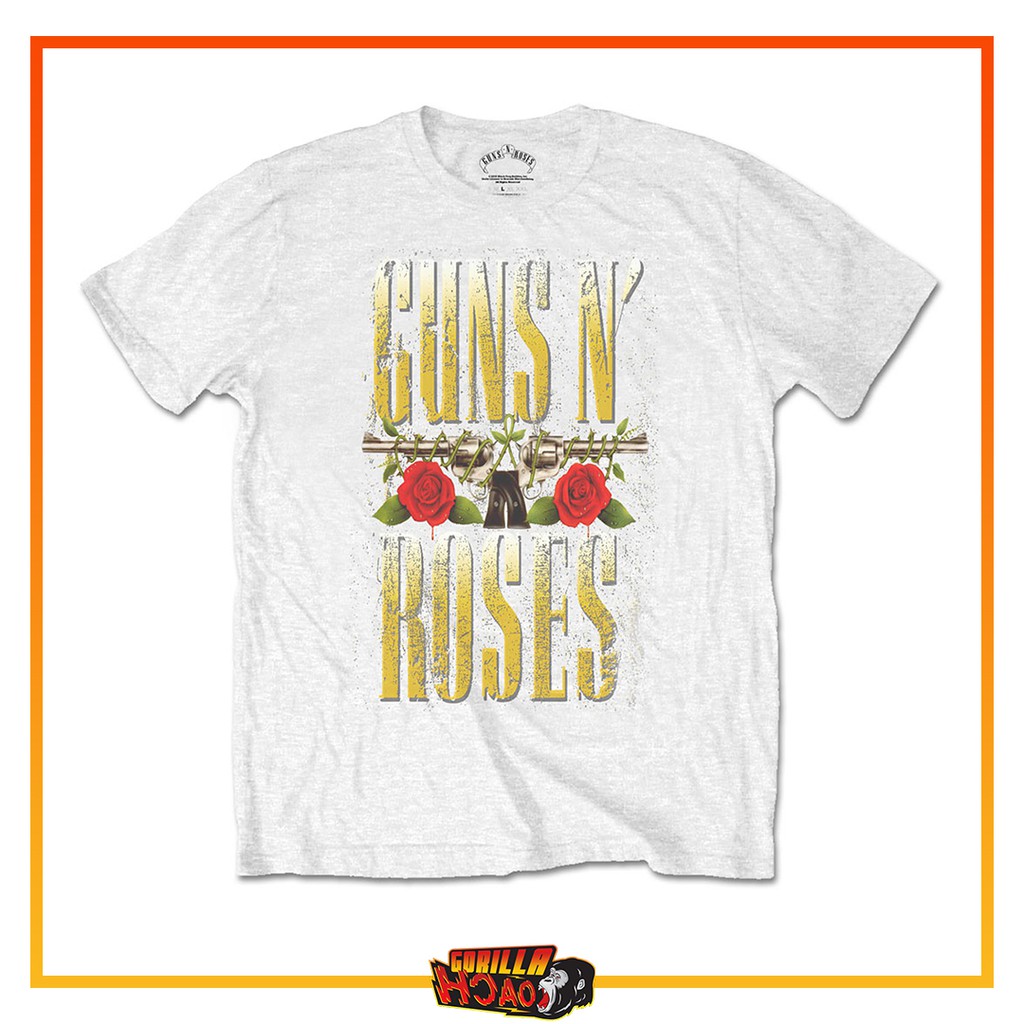 GUNS N' ROSES Big Guns White Kaos Band Musik Original Hard Rock Heavy Metal Licensed Tshirt Axl Rose
