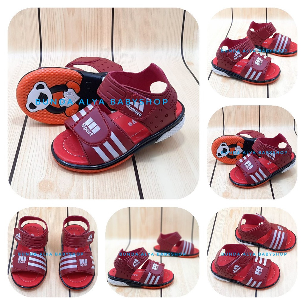 Sendal Anak Laki Laki Usia 6 - 12 Bulan Karet MERAH - Sepatu Sandal Gunung Anak Cowok Balita Anti Licin Size 22 - 24 Alas Karet