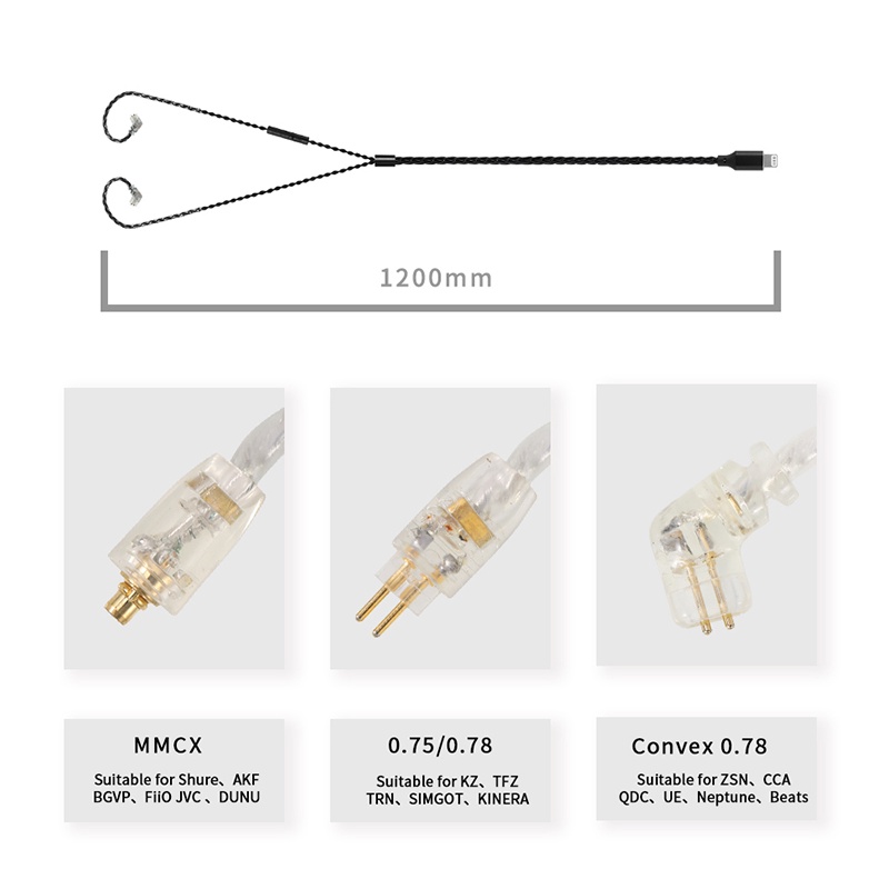 Jcally LT8 Kabel Upgrade Jack Lightning with Microphone iOS 5N OFC Upgrade wire 8 strands MFI C100 for KZ EDX Pro CCA CRA KZ DQ6 TRN MT1 Pro AZ09 Moondrop Aria SSP KZ ZST ZSN Pro X Nekocake TFZ Moondrop CHU