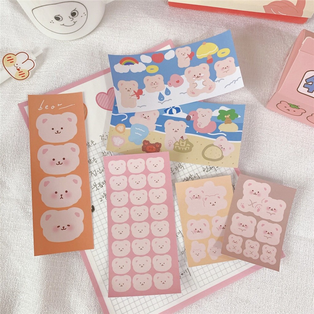 

Stiker bear pink Lucu dan Aesthetic untuk Journaling, READY STOCK