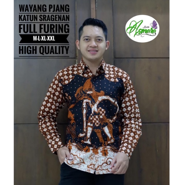 Kemeja Batik WAYANG Panjang Katun Full Furing Termurah