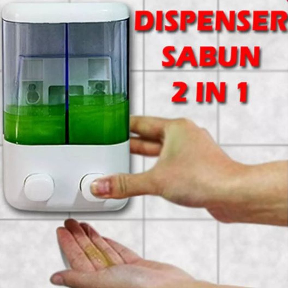 Tempat Soap Dispenser Sabun Cair 2 in 1 Double Tabung 