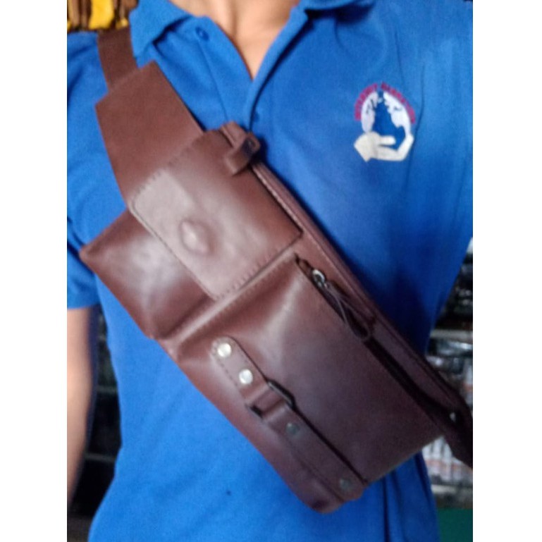 Tas selempang pria kulit asli / sling bag kulit asli garut kota intan