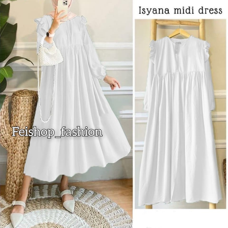 Isyana Midi Dress l Casual Dress Wanita Kekinian