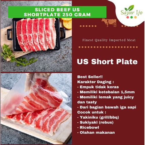 

Shortplate Sliced Beef USA 240 - 250 Gram Per Pack Grade A Daging Iris Sapi Yoshinoya BBQ