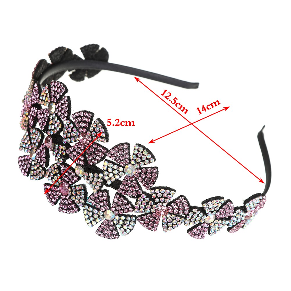 Korean Retro Bow Flower Rhinestone Headband Crystal Diamond Elegant Hair Band New Wide Hair Accessories