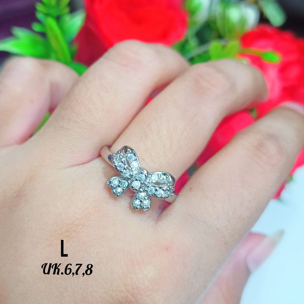 Cincin Dewasa Xp motif pita permata zircon gold&amp;silver,tidak karat COD