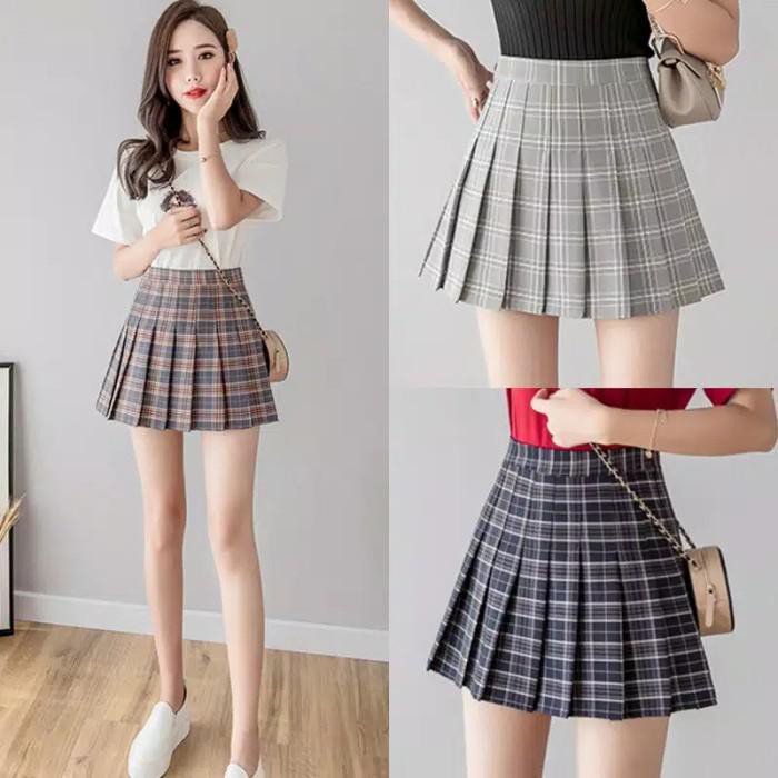 MINI SKIRT ROK KOREA JEPANG WANITA KOTAK KOTAK PENDEK SEXY TENNIS