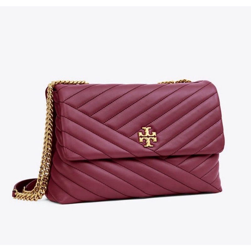 Tory Burch Kira Chevron Convertible Shoulder Bag Medium 27 Cm - Maroon