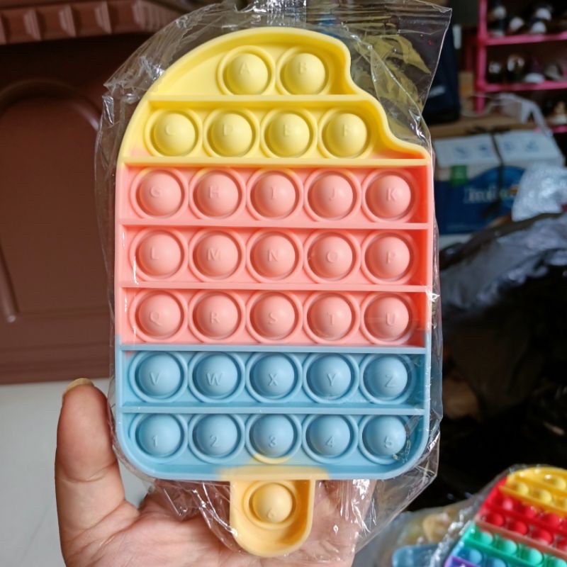 DELUNASHOP/ Pop it Tebal fidget/Mainan popit Mainan anak anti stress pop it rainbow jumbo tetris pop it-Es cream pastel