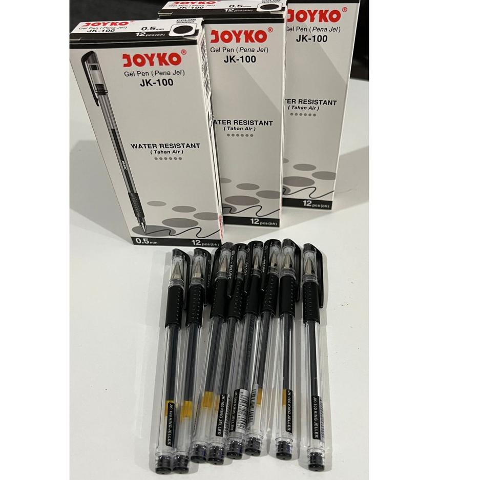 

ル 12 PCS GEL PEN / PENA JEL JOYKO HITAM / JK - 100 Miliki
