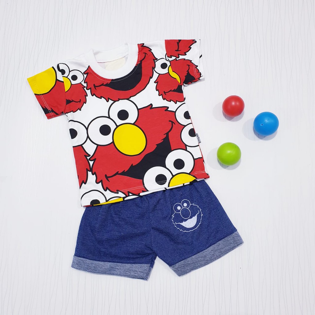 cyand clothing - setelan pakaian anak laki-laki elmo / baju bayi cowo