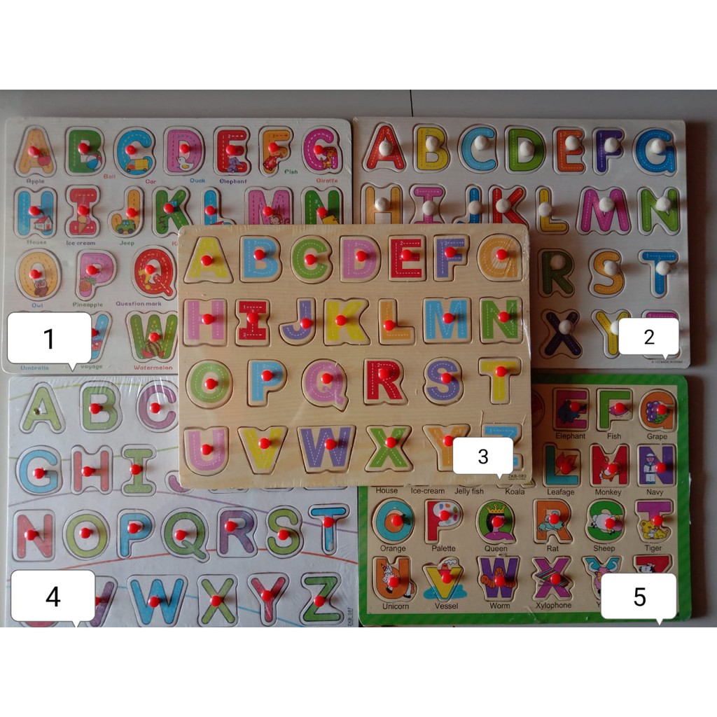 Puzzle Papan Kayu Abjad Huruf Besar Puzzle Papan Kayu Abjad Huruf Besar