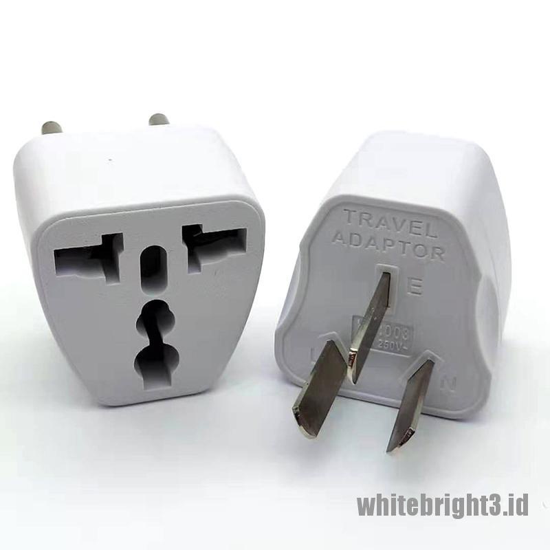 &lt; White3 &gt; Adapter Power AC 3-pin Plug US / EU Ke AU / AU Universal Untuk Travel