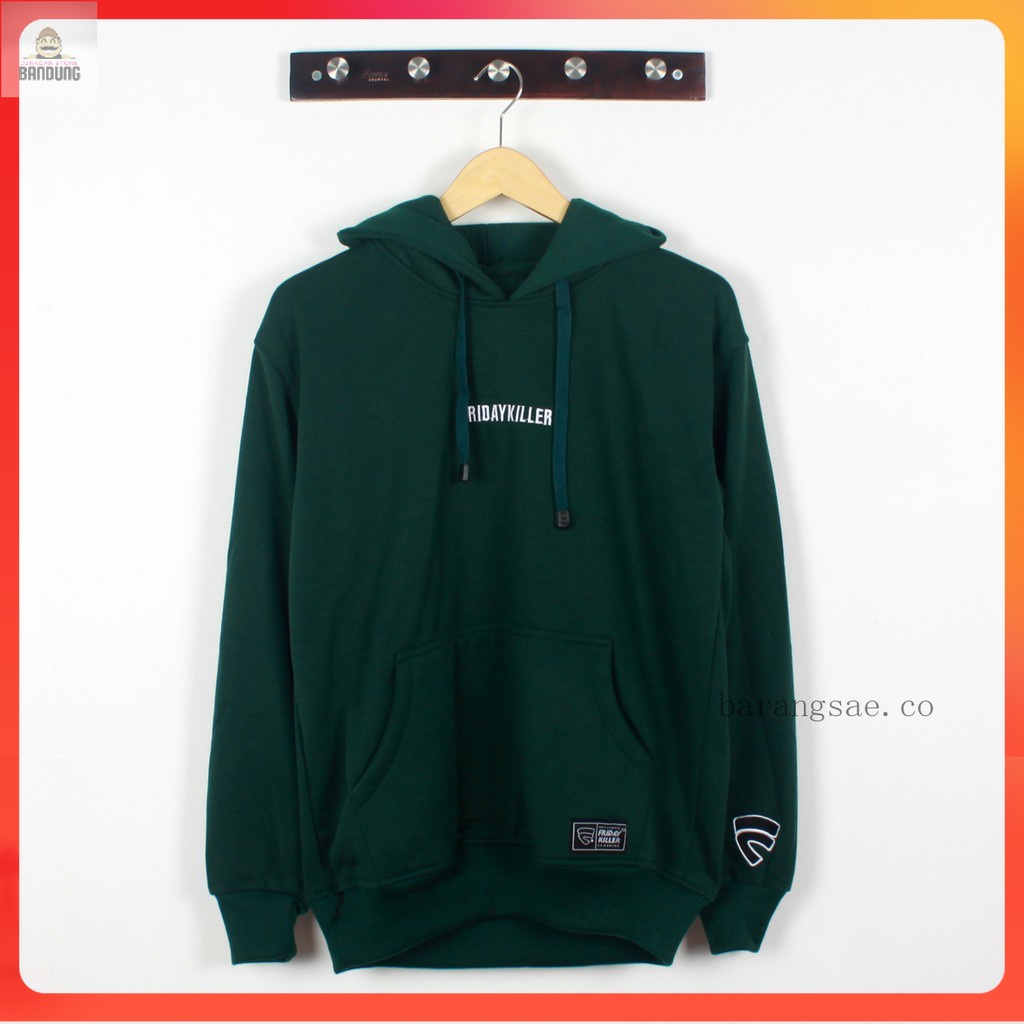 JAKET SWEATER HOODIE JUMPER F KILLER LOGO BORDIR L XL TEBAL HIJAU BOTOL