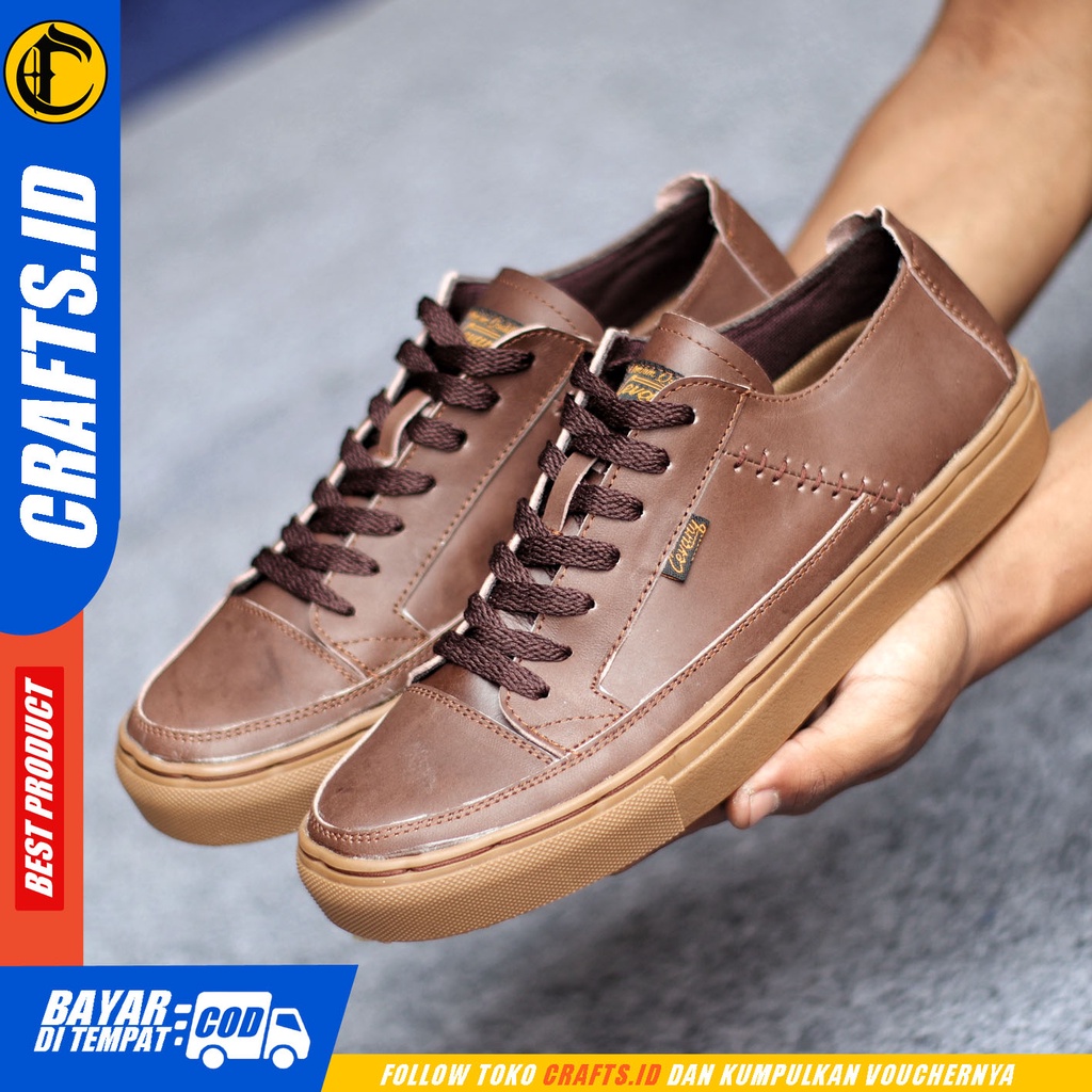 Sepatu Sneakers Pria Sepatu Casual Pria Kulit Asli Sepatu Kerja Kuliah Kondangan Sepatu Hitam Pria CRAFT DANTEZ