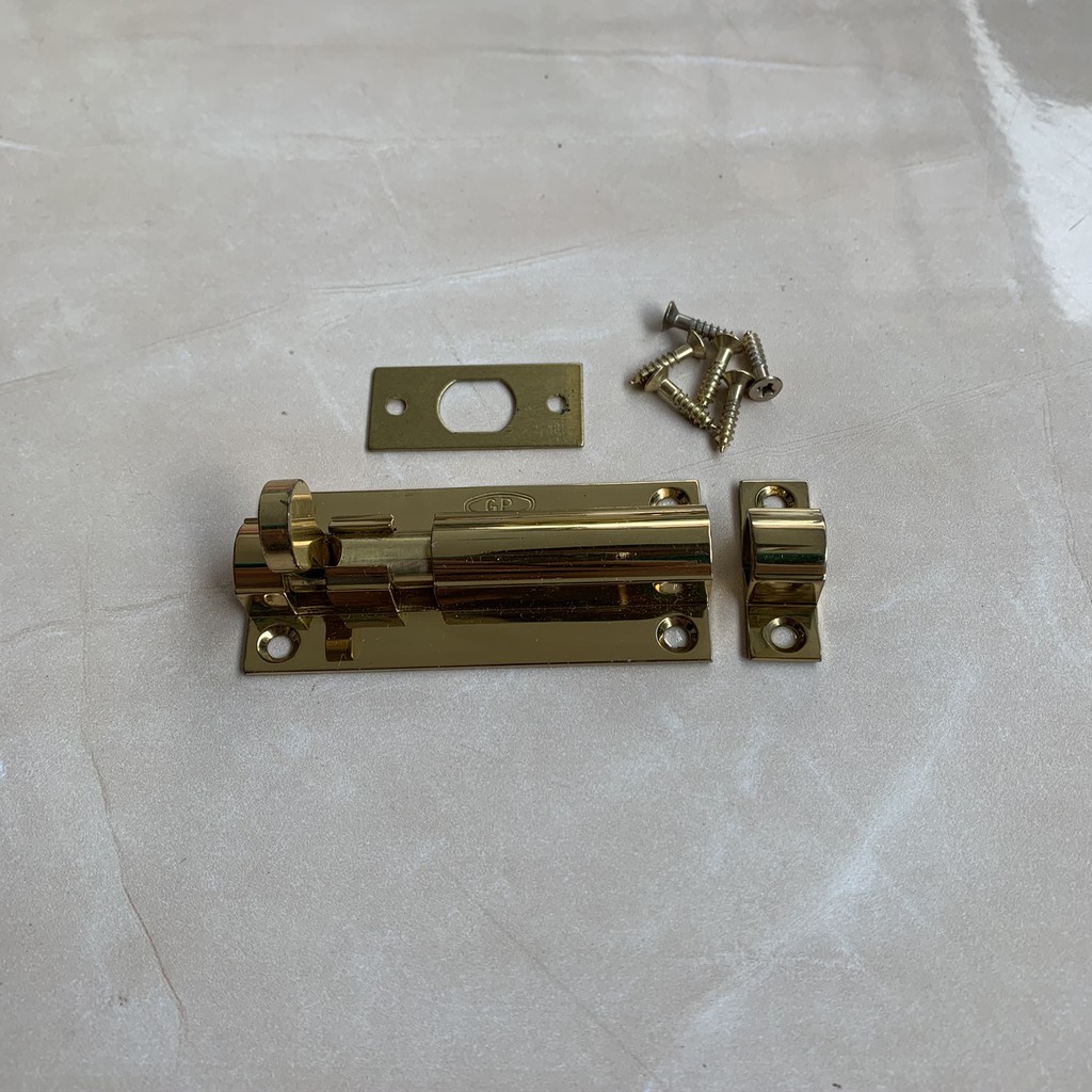 Pengunci Pintu Grendel Kuningan GP Solid Brass Bolt + Sekrup READY STOCK