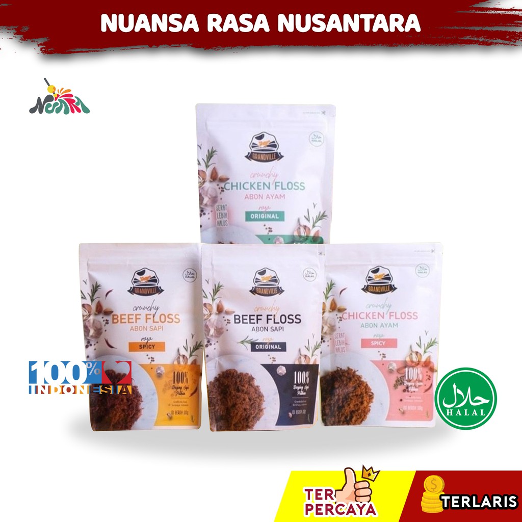 

[ TERLARIS & TERPERCAYA ] Grandville Abon Sapi Crunchy Single Pack Original Abon Ayam Praktis Pedas 1