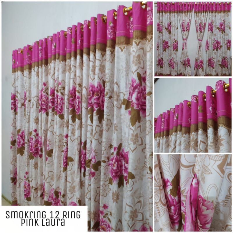 GORDEN JENDELA MOTIF PINK LAURA 125CX220 CM