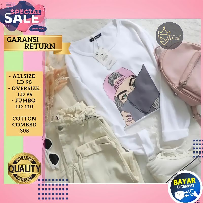 Jual Baju Kaos Ootd Wanita Lengan Panjang Dewasa Atasan Remaja Abg