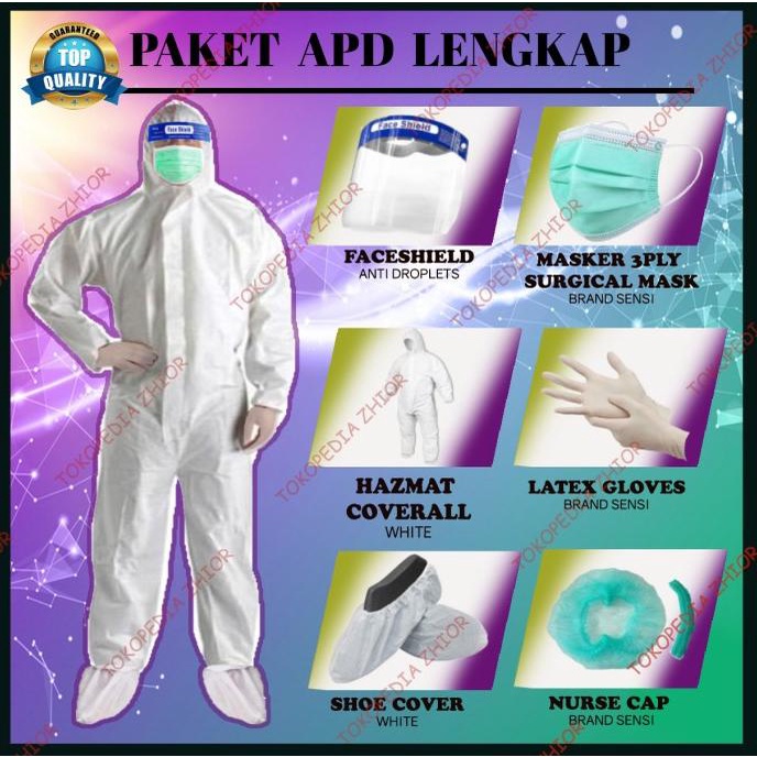 APD FULL SET HAZMAT SUIT STANDAR MEDIS WATERPROOF SET LENGKAP FULL