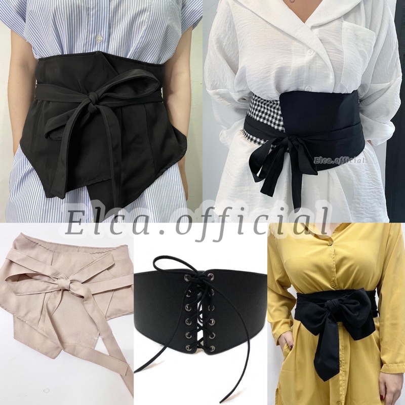 Obi belt / Belt Korea / obi belt coklat hitam putih / kain lilit perut / ikat pinggang wanita / belt