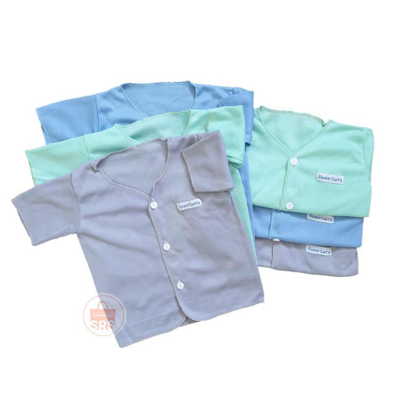 (6 Pcs) Baju Bayi SNI Kemeja Tangan Pendek Newborn 0-6 Bulan FLOWER CART'S / Baju Bayi Tangan Pendek
