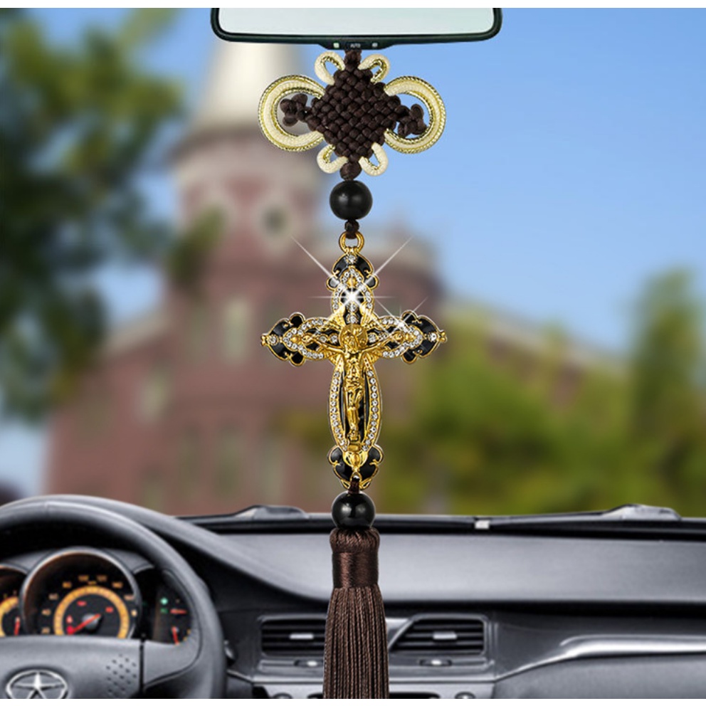 Gantungan Spion Mobil SALIB with Patung Yesus Christian Cross