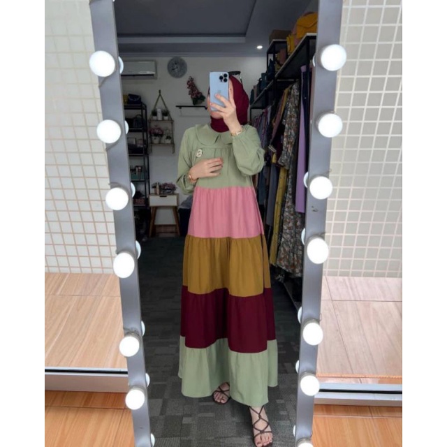 Gamis Syakila Rainbow//Midi Viral Rainbow