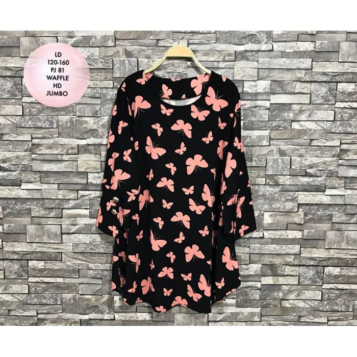 READY STOCK ATASAN BIG SIZE TUNIK LD 120-160 CM BUTTERFLY JUMBO HIJAB BLUS MUSLIM