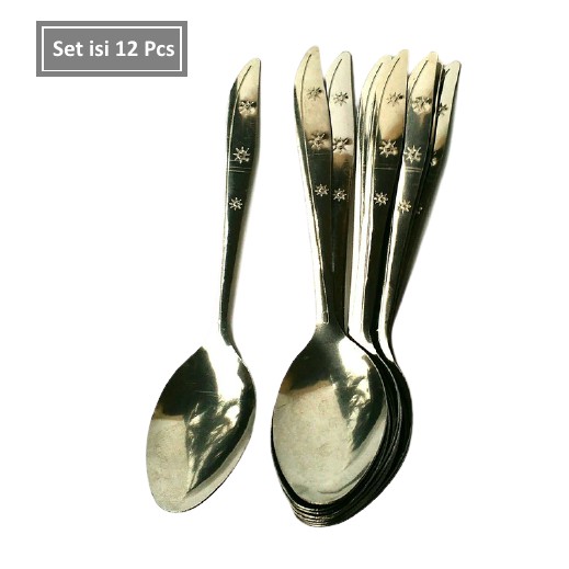 Set 12 pcs Sendok Makan Stainless 18 cm Sendok Motif Bintang - sendok makan tebal motif bintang stai