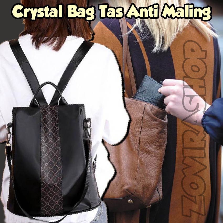 CRYSTAL BAG - Backpack Tas Ransel Korea Impor Tas Anti Maling Premium