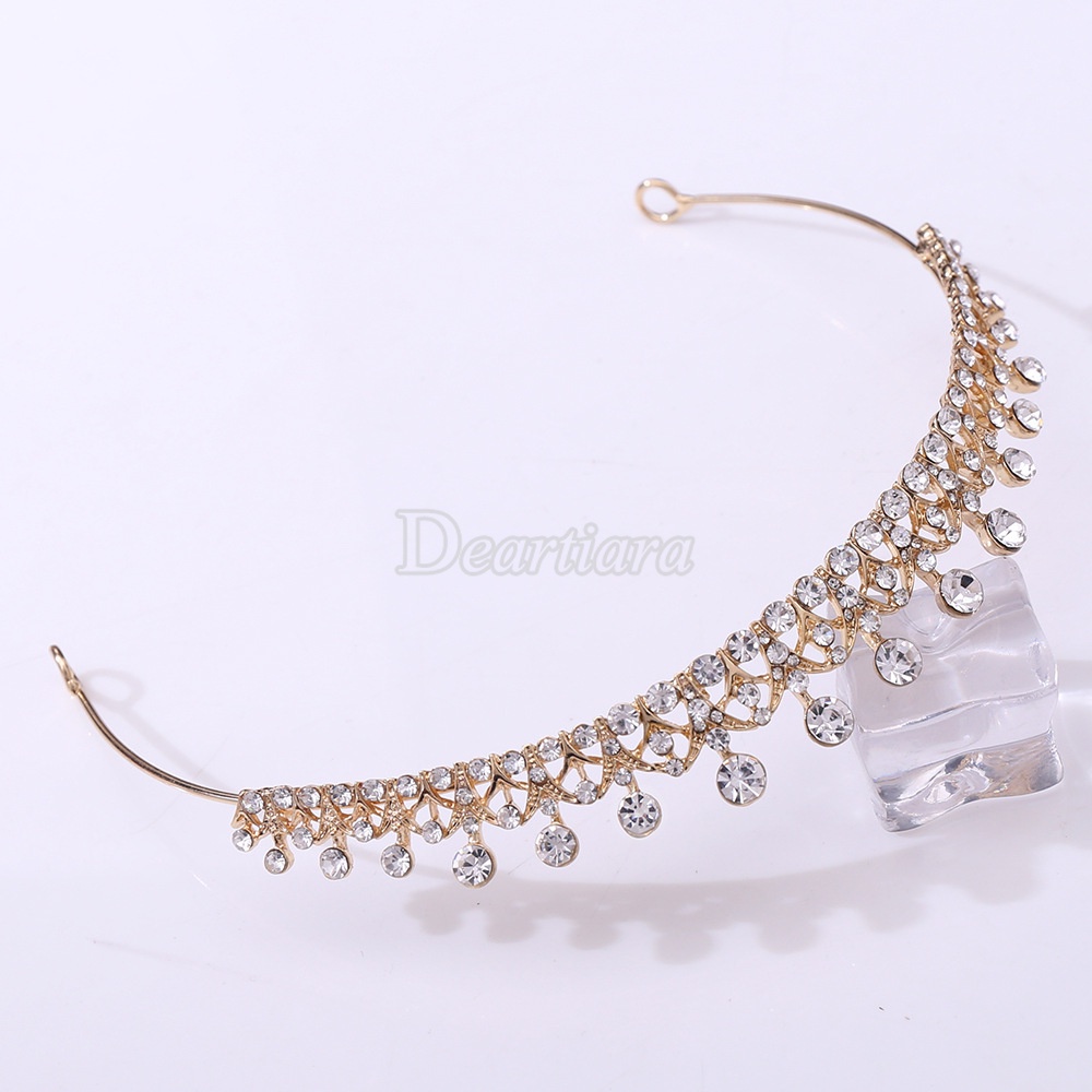 【Spot】Bridal Headdress and Hair Accessories Alloy Inlaid Rhinestone Simple Small Crown