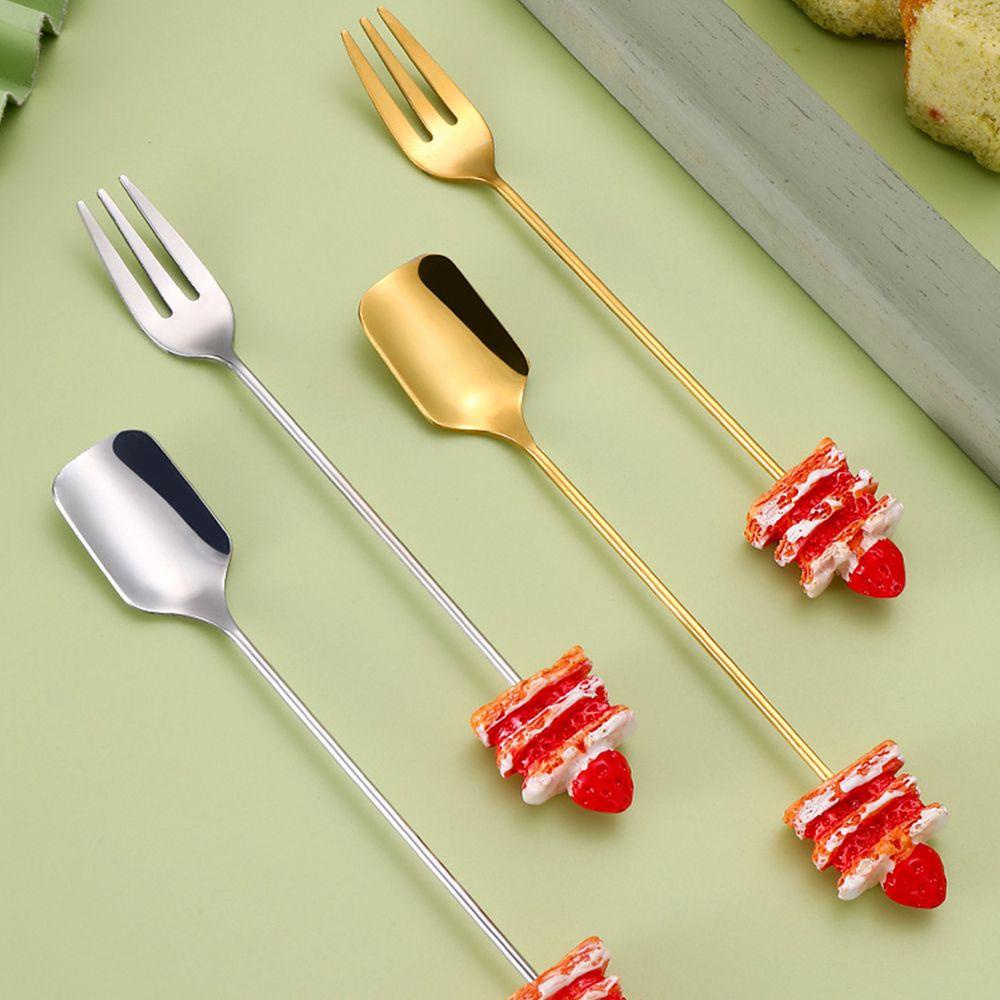 Solighter Set Alat Makan Kreatif Lucu Kartun Kue Kopi Dessert Teh Es Krim Stainless Steel