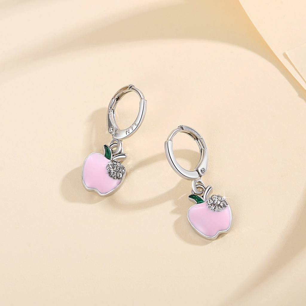 Y573 [COD✔]Anting-Anting Apple Anak-Anak Stainless Steel Berlapis Emas Aksesoris Tahan Pudar