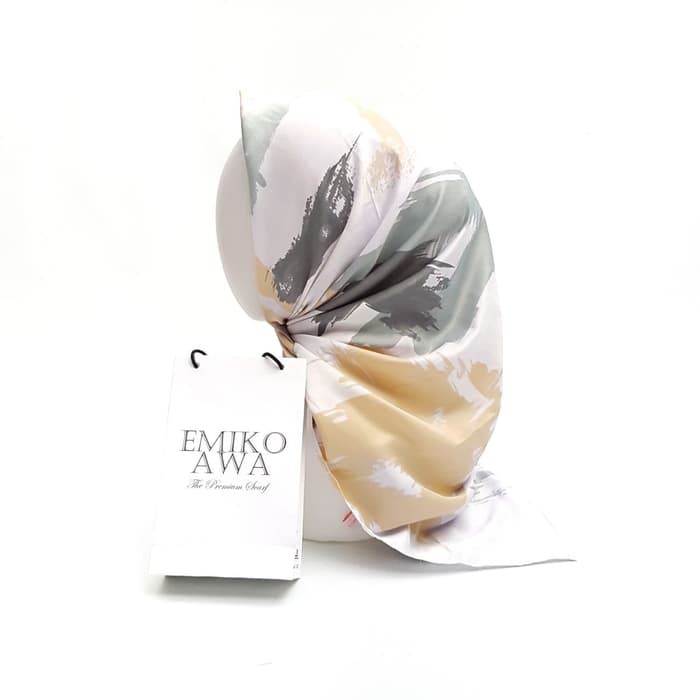 Jilbab Segiempat Motif GreyGold / Emikoawa / Woolpeach / Wolfis
