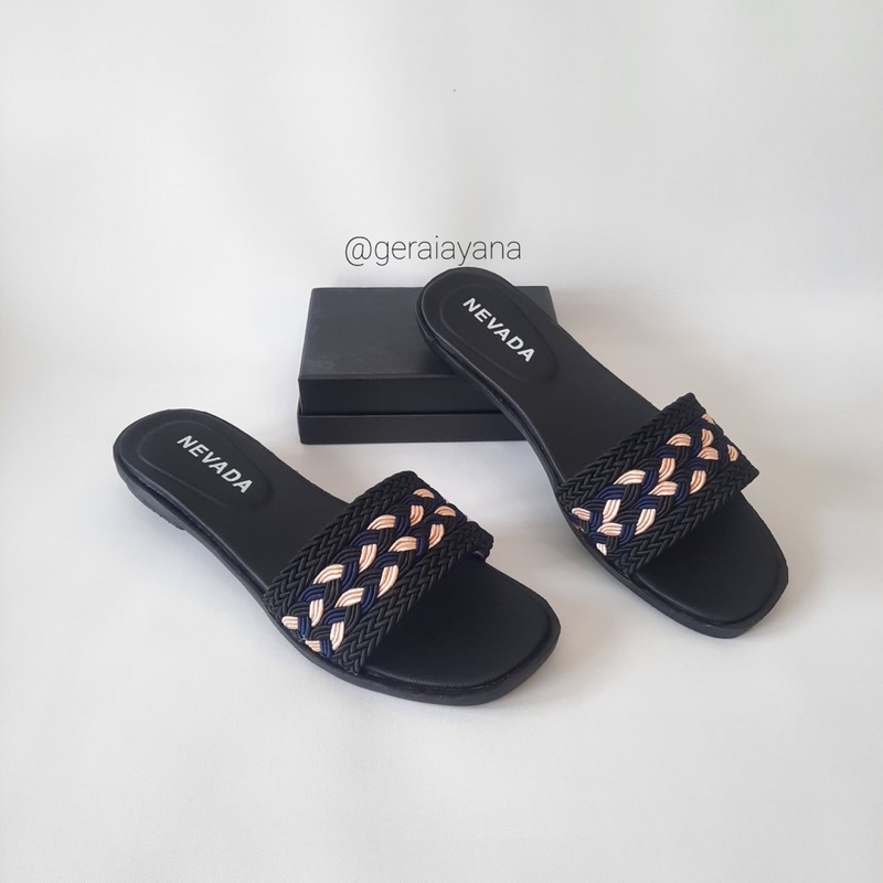 6.6 SALE! Sandal Selop Kepang Nevada - Sandal Slop Anyam - Sandal Wanita Nevada-1