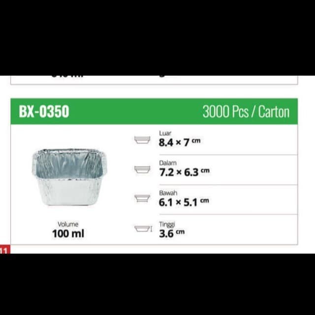 

Alumunium Foil Cup - Alu Tray Tray BX-0350 isi 10lbr