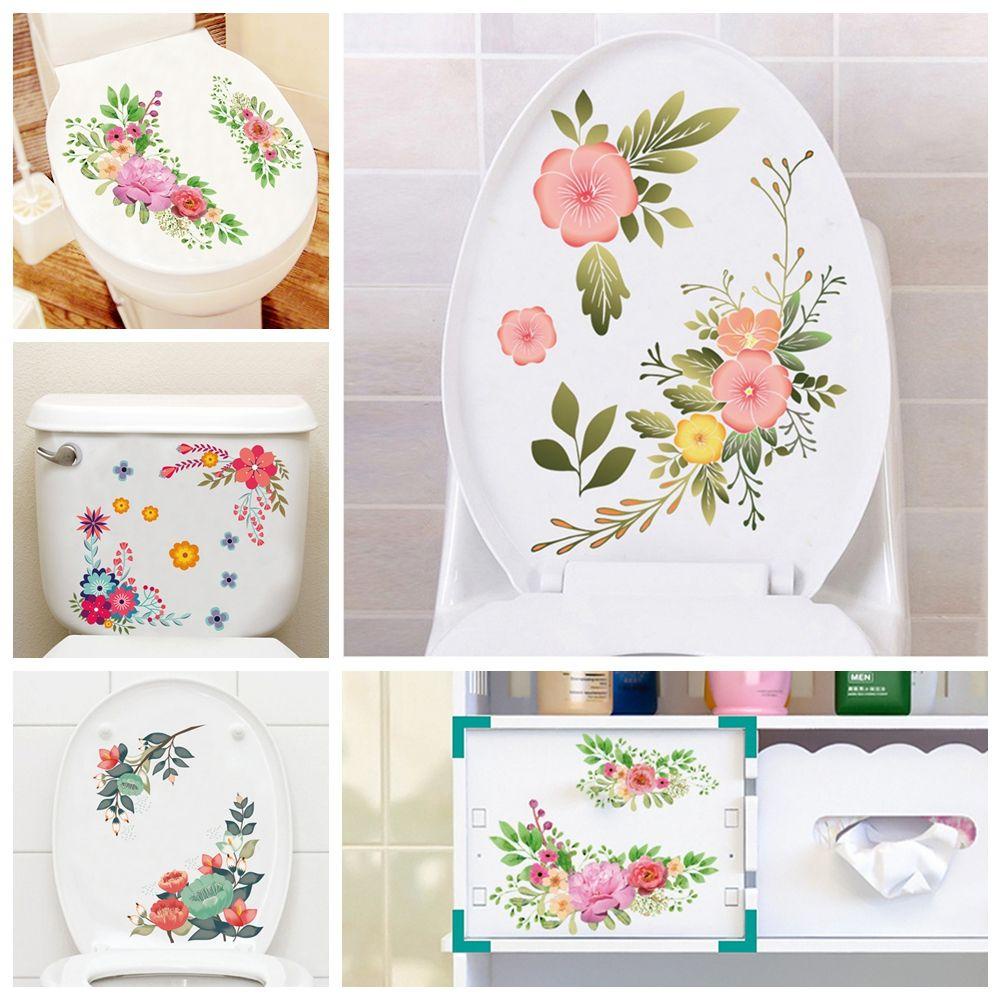 Populer Stiker Toilet Bunga Hadiah Kamar Mandi Ornamen Desain Kreatif Mural Dinding