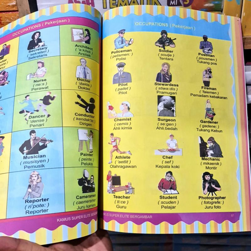 Buku Kamus Bahasa Inggris Bergambar : Super Elite Grammar and Coversation Inggris - Indonesia